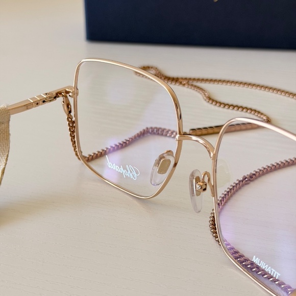New! Chopard Rose Gold Eyeglasses, Titanium with Chain, VCHF49 0357, Authentic